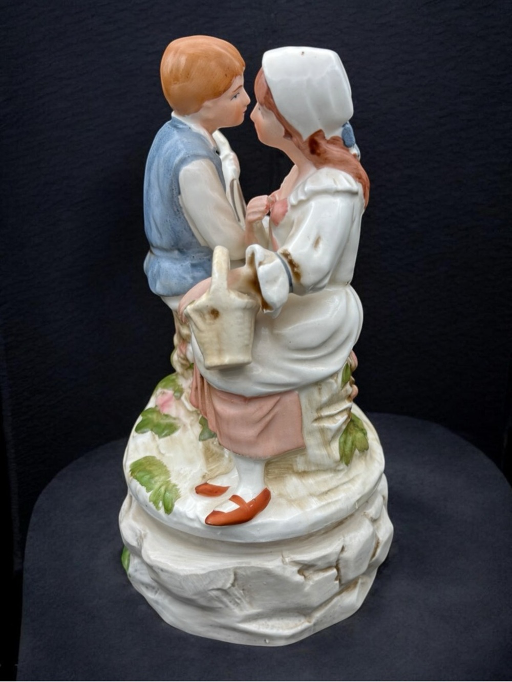 Vintage Price Import Japan Porcelain Music Box Lad Serenading Girl W/ Mandolin - Picture 5 of 14